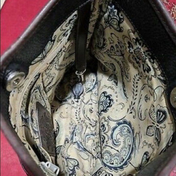 BRIGHTON  VINTAGE  BLACK  AND BROWN  LEATHER  SHOULDER  HANDBAG. - Picture 5 of 8